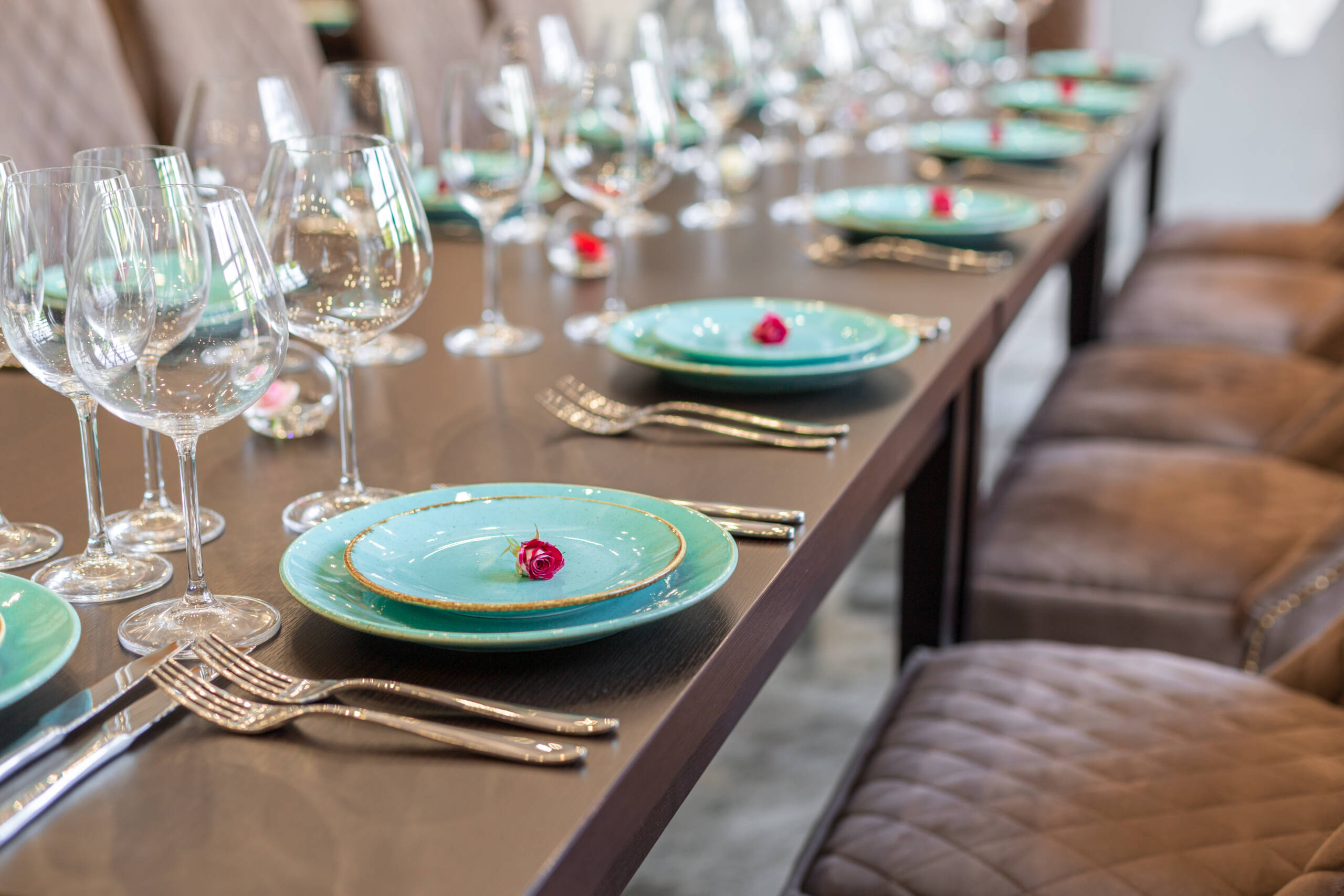 Served table in restaurant